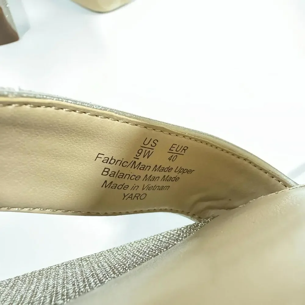 Sam Edelman Women’s Size 9 Wide Light Gold Mesh Yaro Ankle Strap Block Heels - Picture 8 of 9